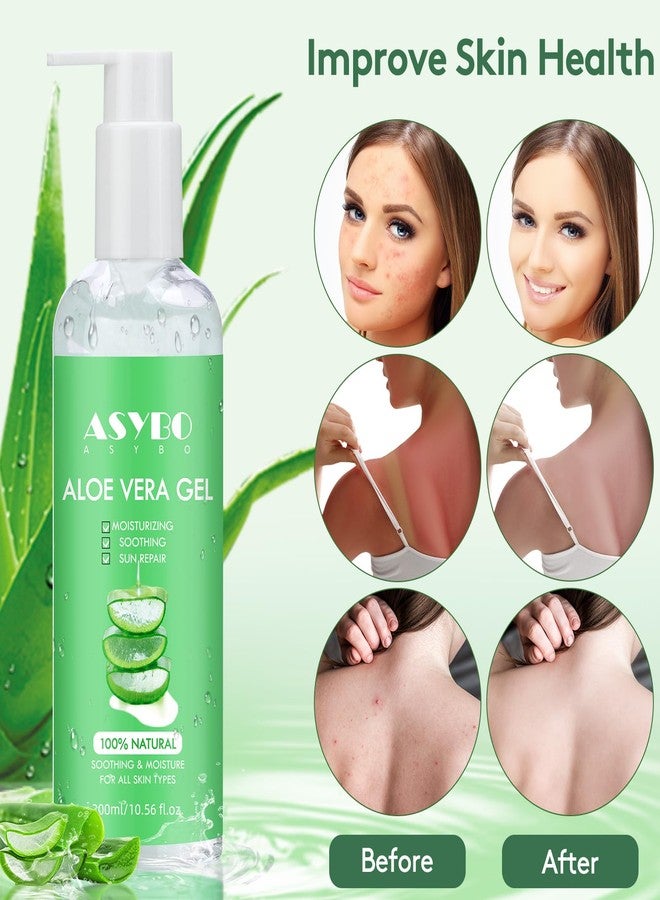 ASYBO 300 ml Aloe Vera Gel, 100% Natural Pure Aloe Vera Hydrating Facial Cream, Soothing & Moisturizing, After Sun Care, Reduce Acne, Repair Scars, Suitable for All Skin Types - Image 4